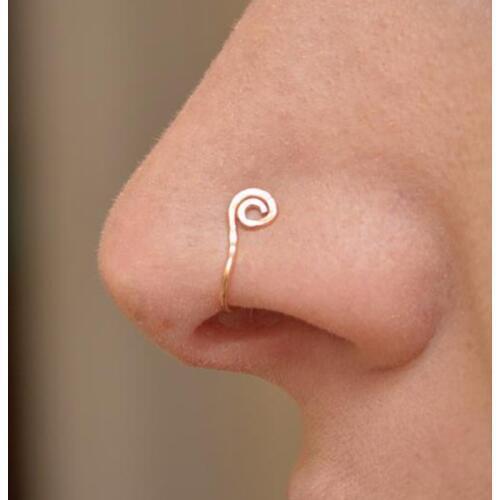 925 Silver/Gold Filled Fake Piercing Nose Ring Boho Septum Ring Handmade Faux Septum Jewelry Ring Punk Hoop Jewelry