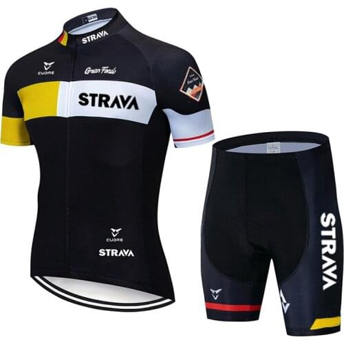 2021 STRAVA Summer Cycling Jersey Sets Short Sleeve Bike Riding Clothing For Men MTB Suit Skinsuit Male Bicycle Pro Team Uniform