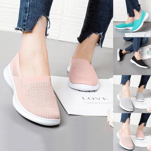 Women Casual Shoes Summer New Breathable Mesh Sneakers Womens Vulcanized Flat Flying Woven Net Sports Shoes Outdoor Plus Size
