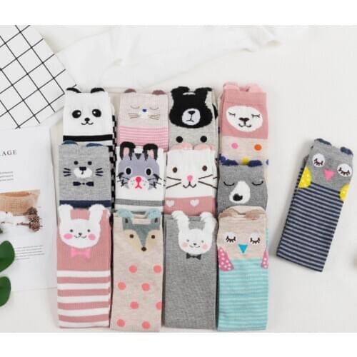 Cute Cartoon Socks Children Animal Bear print girl Knee High Cotton Socks Cute Long Warmers Socks Boy Girl over knee high socks