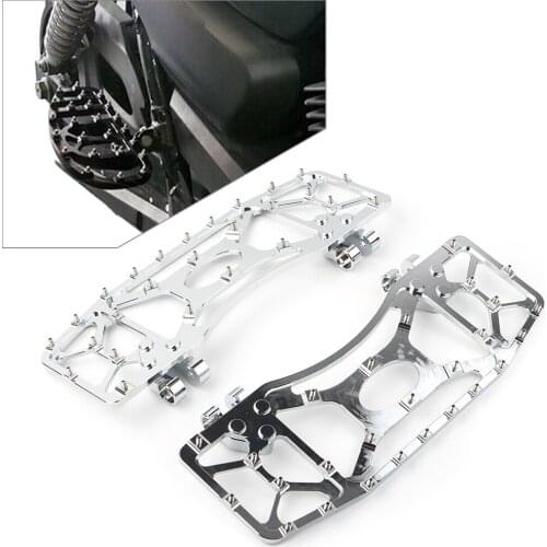 1Pair Motorcycle Wide Foot Pegs Floorboard Floor Board MX Style 1Pair For Touring Electra Road Glide Dyna FLD Chrome Aluminum