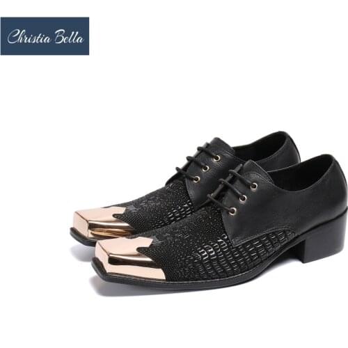 Christia Bella Casual Youth Trend Hairdresser Shoes Mens Fashion Summer Breathable Shoes Plus Size Square Toe Oxfords