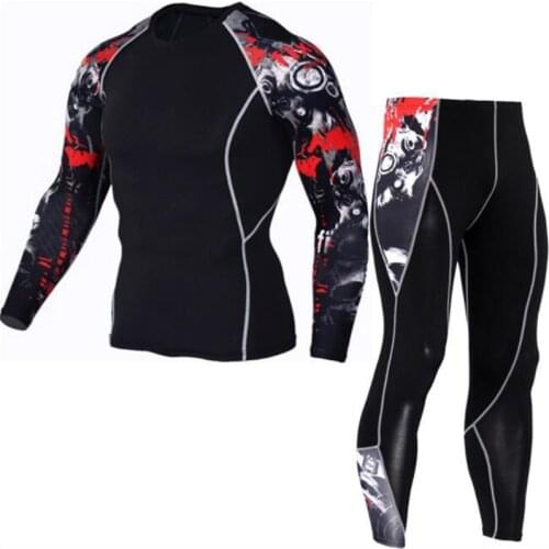 ICESNAKE Men Motorcycle Jacket +Pants Quick Dry Sport Suit Running T-shirt Set Breathable Tight Long Tops & Pants For Summer