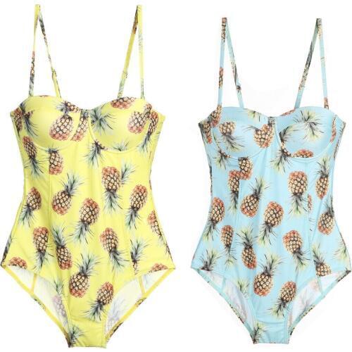 2019 New Style Fashion Hot Womens One-Piece Suits Swimsuit Bandage Bikini Push-up Print Padded Bra Bathing Swimwear
