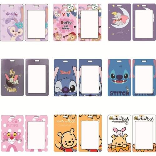 New Disney Lilo and Stitch Card Holder Kawaii Winnie The Pooth Dumbo Boy Girl ID Card Protective Case Adult Credit Card Holder