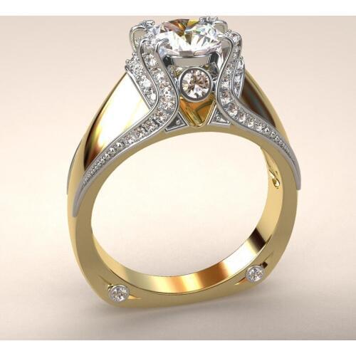 New Gold Plating Vintage Retro Full Zircon Crown Ring New Fashion Creative Color Separation Wedding Engagement Rings Gift