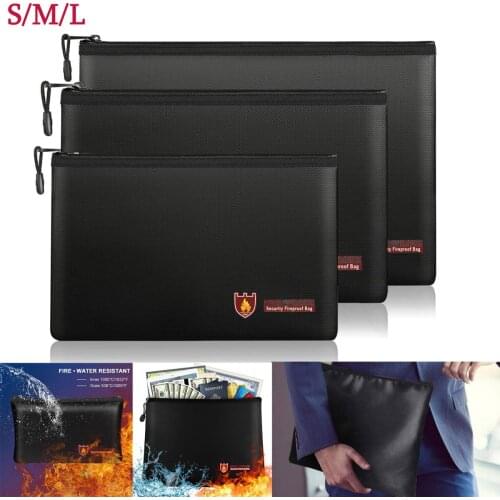Fireproof Document Bag Safe Storage Pouch with Zipper Case Waterproof Money Bags File Envelope Holder for Home Office Business