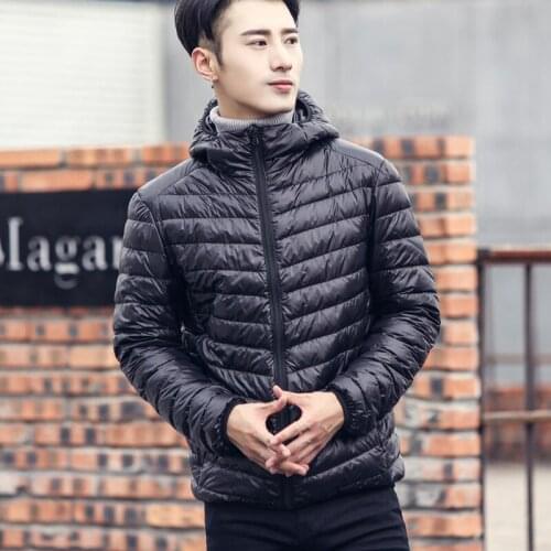 Autumn Winter Light Down Jacket Mens Fashion Hooded Short Large Ultra-thin Lightweight Youth Slim Coat Down Jackets