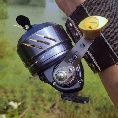All Metal Fishing Reels Spinning Interchangeable Handles Hunting Slingshot Catapult Bow Speed Ratio: 3.9:1 Outdoor Accessories