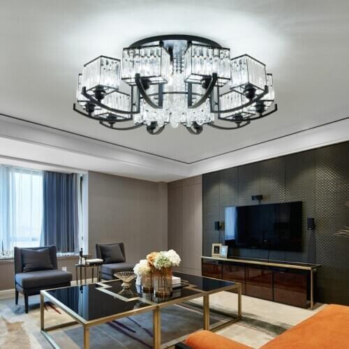 Simple modern crystal ceiling lamps, atmospheric American light luxury and warm bedroom living room ceiling lamps