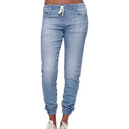 Plus Size Women Denim Pants Casual Solid Color Skinny Jeans Ladies Trousers Streetwear Women Jeans