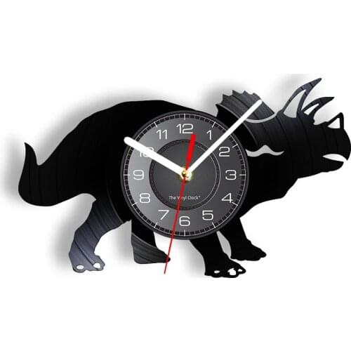 Rhinoceros Silhouette Laser Cut Vinyl Record Wall Clock Big Animal Home Wall Decor Rhino Vinyl Disk Crafts Watch Handicraft Art