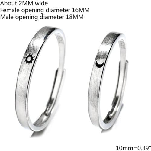 Sun and Moon Lover Couple Rings Simple Fashion Men Women Ring Wedding Jewelry R7RF