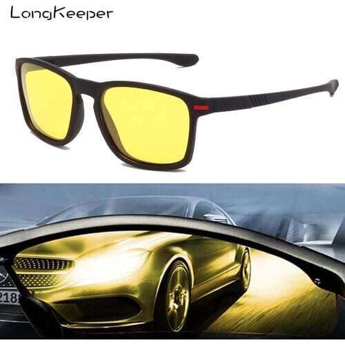 LongKeeper 2020 New Yellow Lens Night Vision Glasses Men Safety Driving Sunglasses Male UV400 Driver Anti-Glare oculos masculino