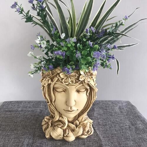Statue Goddess Flower Pots Head Girl Succulent Flower Pot Retro Vase Home Decoration Garden Planter Tabletop Decor Resin Pots