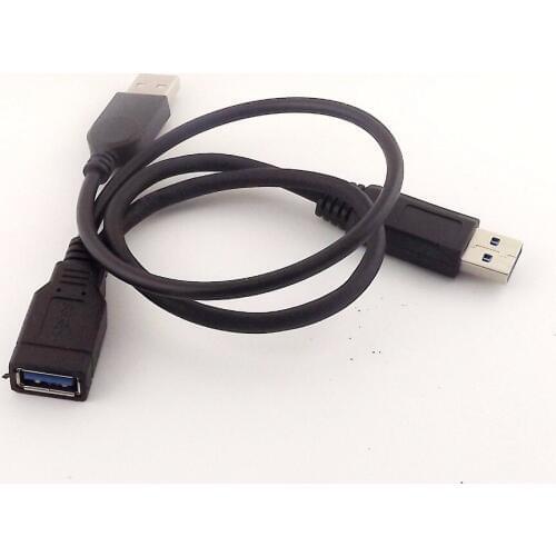 10pcs Superspeed USB 2.0 + USB 3.0 Type A Male to USB 3.0 A Female Y Cable Connector 35cm