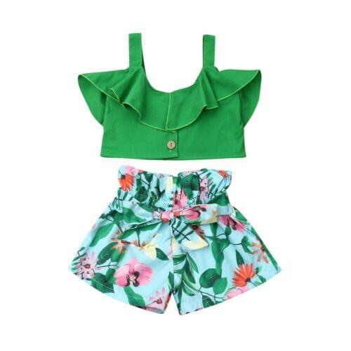 1-6Years Floral Baby Kids Girls Toddler Tank Tops Vest+Short Pants Outfits Clothes Set