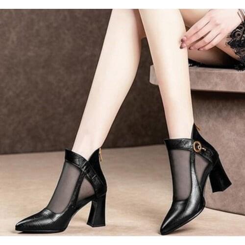 Pointed-toe high heels 2020 spring and summer new Korean version with thick personality fashion mesh sandals