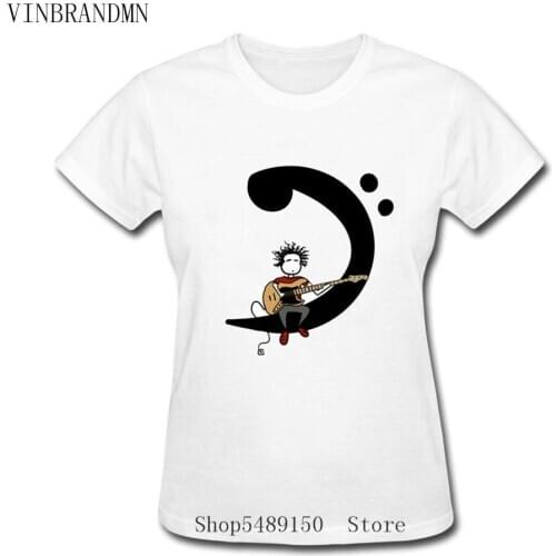 Hip Hop Clothing Electric Bass Guitar T-Shirt for Ladies Funny Bass Clef Tshirt Musicians Gift Womens Rock Band Music Tee Shirt