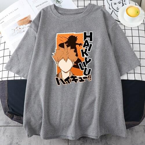 Women T Shirts Anime Cartoon Haikyuu Print Short Sleeve Loose Casual Streetwear Tee Shirts Summer Male Harajuku Cartoon Tshirts
