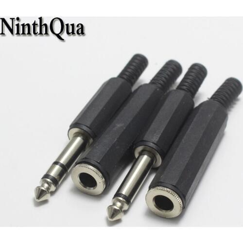 1x male +1x female 6.35 Stereo 3 Pole / Mono 2Pole Plug 6.35mm Amplifier Microphone Plug 6.35mm jack Plug 6.5mm Audio Connector