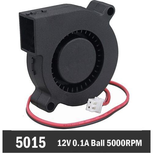 10PCS Gdstime DC 12V Ball Bearing 2Pin 50mmx15mm Black Brushless Cooling Blower Fan 5015
