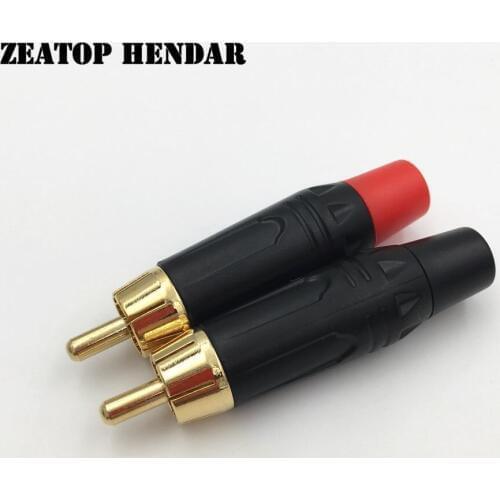 100Pcs RCA Connector High quality RCA Male Connector Gold Plating Audio Adapter Black&Red Pigtail Speaker Plug for 7MM Cable