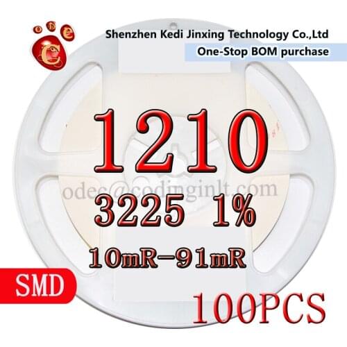 1210 3225 1% SMD resistor 100pcs 10mR 12mR 15mR 20mR 22mR 24mR 30mR 33mR 36mR 39mR 43mR 47mR 51mR 56mR 62mR 68mR 75mR 82mR 91Mr