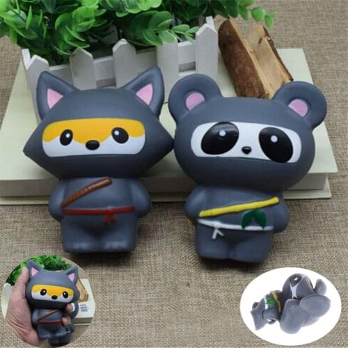 14CM Animal Jumbo Kawaii Ninja Squishy Panda/Bear/Fox Bread Soft Slow Rising Fun Kid Toys Sweet Charm Cartoon Cake