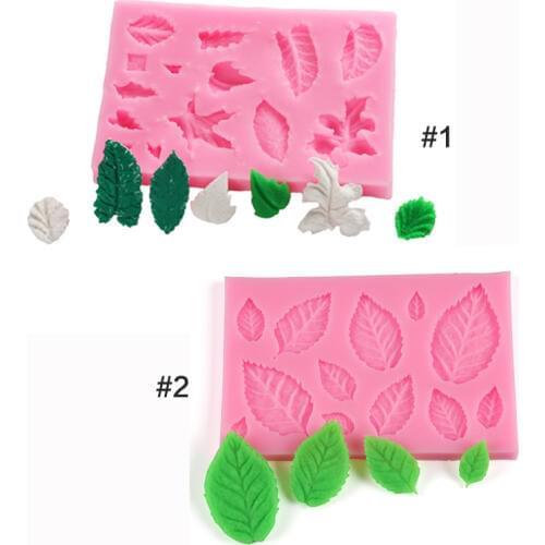2PC Sugarcraft Flower Leaves Silicone Mold Fondant Mold Cake Decorating Tool Chocolate Gumpaste Mold for Baking