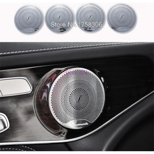 4 pcs Car Audio Speaker Car Door Loudspeaker Decorations Covers Car-styling For Mercedes Benz C Class W205 C180 C200L C260L