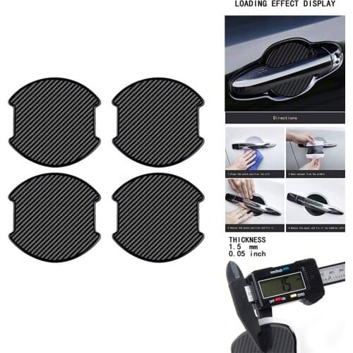 4Pcs Universal TPU 3D Carbon Fiber Texture Car Door Handle Bowl Paint Scratch Personalize Protective Pad Sticker