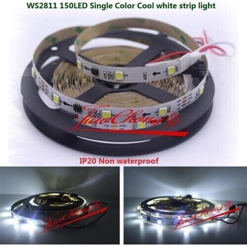 5M 150LED WS2811 DC12V Single Color Cool white strip light Addressable IP30 Non-waterproof