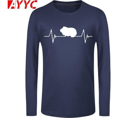 AYYC long sleeve tee Custom Printed Guinea Pig Heartbeat T Shirts MenS Top O-Neck T Shirt