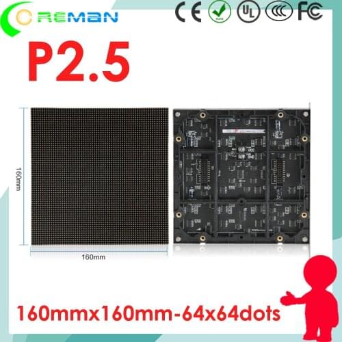 Freeshipping indoor full color led matrix module p2.5 160mmx160mm led module smd p2.5 64x64 rgb module led pixel pitch 2.5mm
