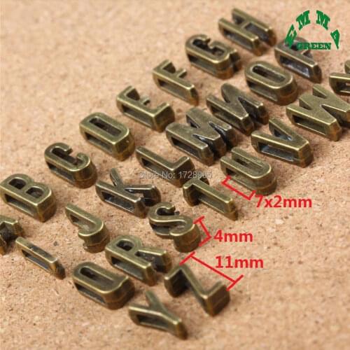 Big Hole 3D Letters 10 pcs 11*6*4 mm Retro Bronze Metal Letter Alphabet Beads initial d f.r.i.e.n.d.s w.i.t.c.h Retro Charms