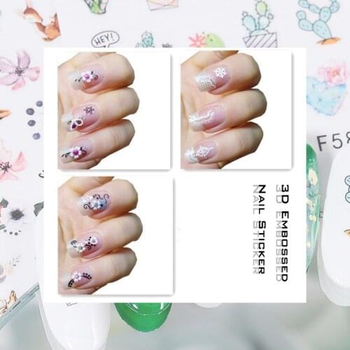 ENDRRFLLA 1pc 3D white color love hollow five-pointed star nail art watermark nail stickers nail chip decorations