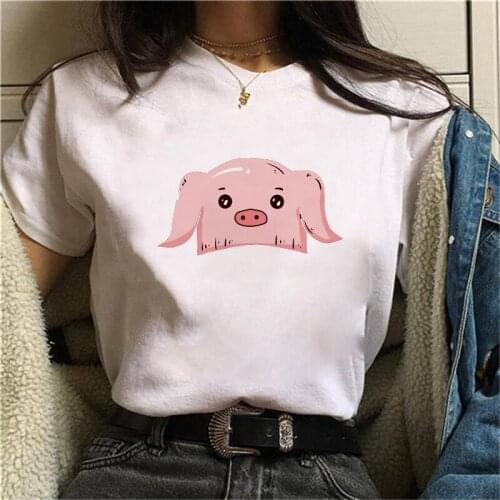 2021 Oversized T Shirt Women Summer Kawaii Pig Graphic Print Girls Short Sleeve Casual Fashion Aesthetic Tee Female Clothing