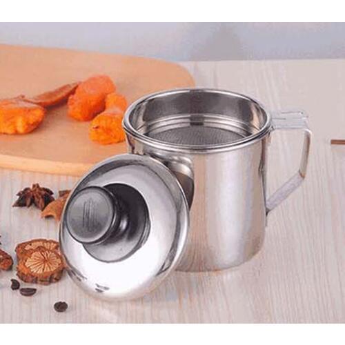 Stainless Steel Leakproof Oil Filter With Separator Durable Cooking Oil Strainer Cooking Grease Reusing Oil Can Kitchen Supplies