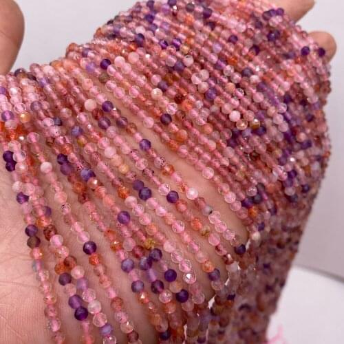 Faceted Round Natural Gemstone Ametrine Loose Spacer Beads for Handmade Crafts Bracelet Necklace Earrings Jewelry Making