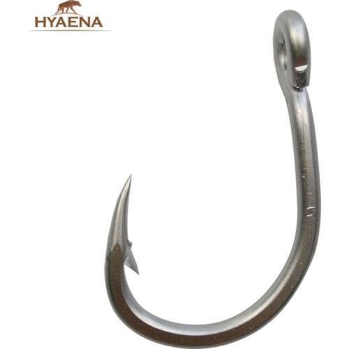 Hyaena 10884 30pcs Size 2/0-12/0 Stainless steel Fishing Hooks Big Thick Tuna Fishing Hooks Fishhooks with Hole Fly Fishing