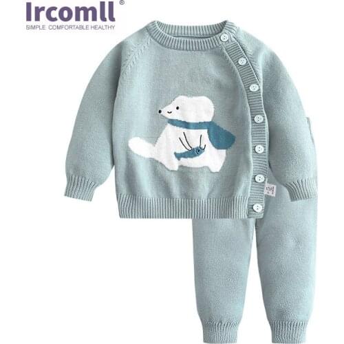 Ircomll New Toddler Gir Boy Clothes Sets Soft Cotton Knitting Sweater Girl Clothes Top + Pants Infant Baby Clothing