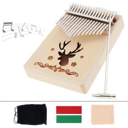 17 Key Kalimba Spruce Elk Sound Hole Thumb Piano Mbira Mini Keyboard Instrument with Tuning Hammer