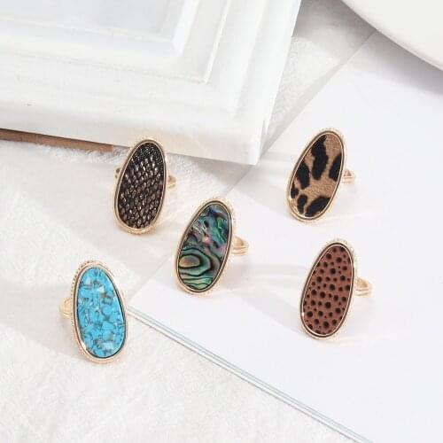 Kallaite Abalone Shell Paper Leopard Rings Fashion Inner Dia 1.7cm Gold Color Brincos Pendientes Jewelry for Women