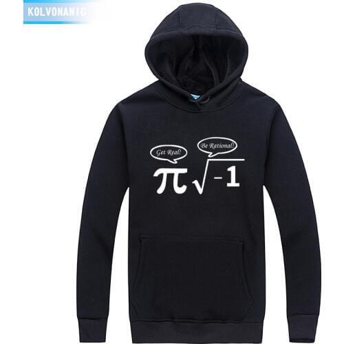 KOLVONANIG Be Rational Get Real Funny Hoodie Math Geek Humor Gift Streetwear Men Winter Sweatshirt Unisex Velvet Liner Pullover