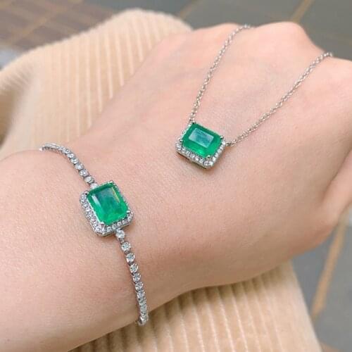 QTT New Square CZ Jewelry Sets 925 Sterling Silver Necklace&Bracelet Wedding Jewelry For Women Wedding Party Bridal Sets