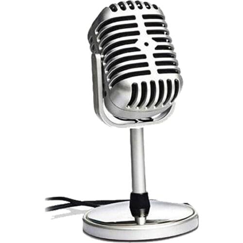 Condenser Microphone Karaoke Retro Microphone Computer Song Recording Computer Microphone With Stand Professional KTV MIC
