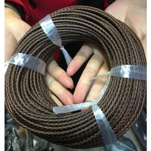 Braided Leather Bolo Cord Round Genuine Leather Strip For Necklace Bracelet Brown 3mm