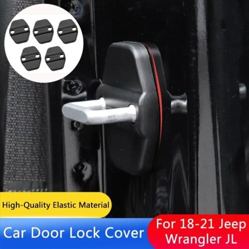 QHCP 4PC Car Door Lock Protective Cover Car Styling Interior Protection Black Fit For Wrangler JL 2018-2021Interior Accessories