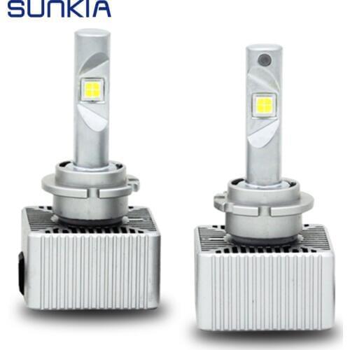 SUNKIA 2Pcs/Set LED Bulb Best Car Headlight D1S D2S D3S D4S D5S Lamp 70W 7200Lm Original Bulb Plug Play White 6000K IP67